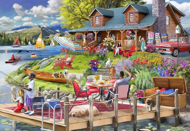 Puzzle Horská Chata pri Jazere 1000 Dielikov Bluebird