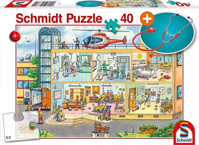 Puzzle Detská nemocnica 40 dielikov + detský stetoskop