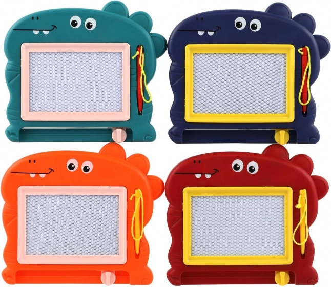 Magnetická kresliaca tabuľa pre deti v tvare dinosaura, 4 farby