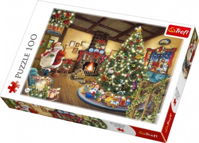 Puzzle Santa pri stromčeku 100 dielikov