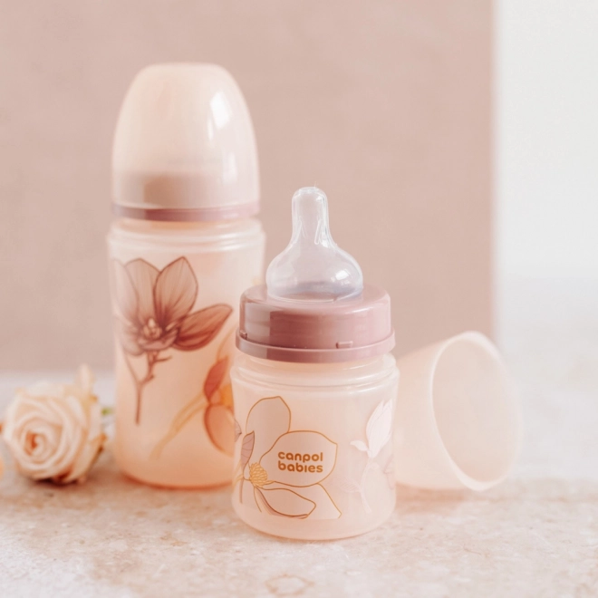 Canpol babies Antikoliková fľaša EasyStart MOUNTAINS 240 ml – Ružová