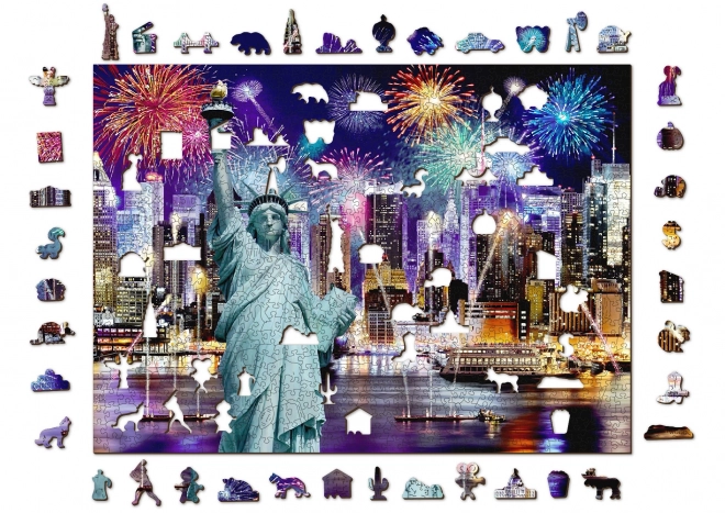 Drevené puzzle Nočná New York 2v1