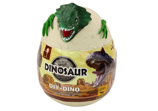 Jajo s dinosaurami na maľovanie farbky štetce DIY zelený