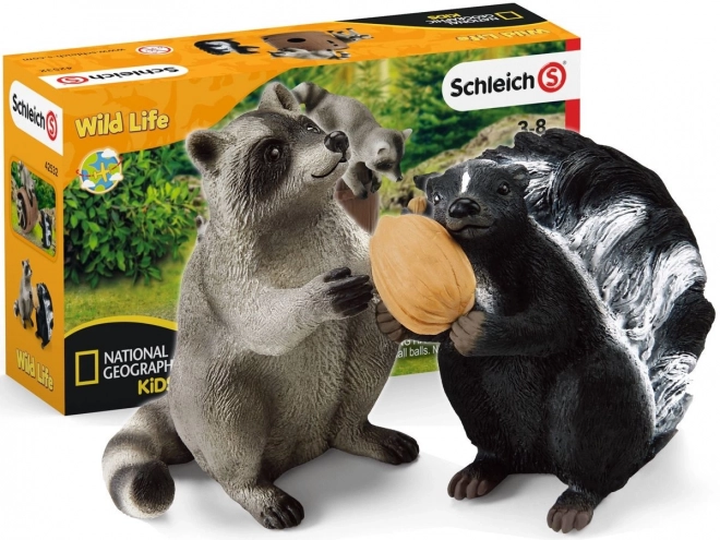 Zábavné orieškové šibalstvá Škunk a Medvedík čistotný Schleich Wild Life