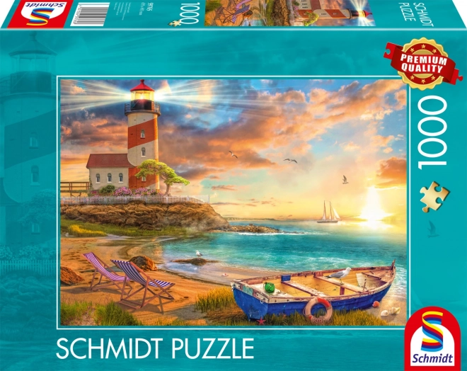 Puzzle Západ slnka nad zátokou s majákom 1000 dielikov