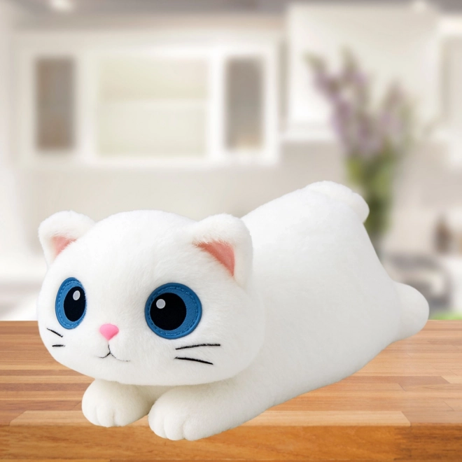 Biely plyšový kocúr s veľkými očami 45 cm