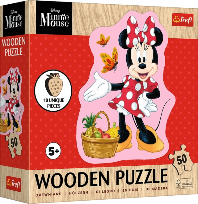 Drevené puzzle Šťastná Minnie 50 dielikov