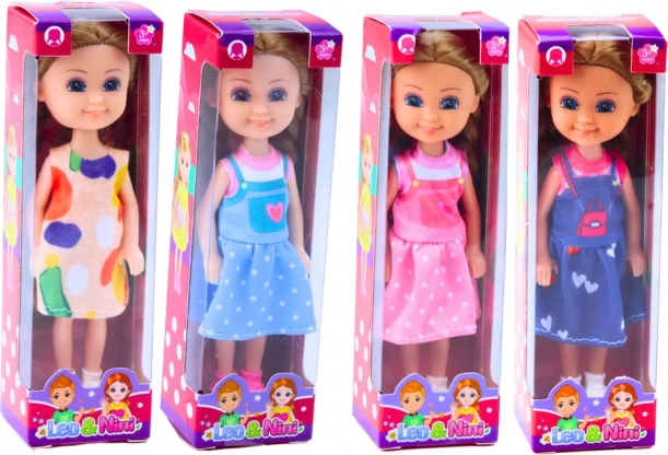Mini bábika s dlhými vlasmi v šatách 15 cm