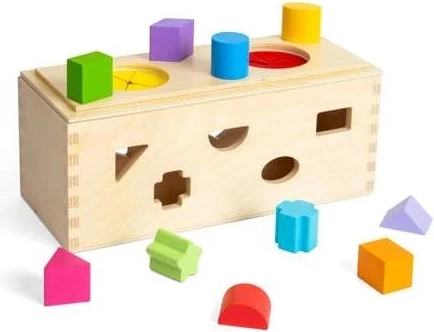 Bigjigs Toys Drevená tajomná krabička na vkladanie a triedenie tvarov