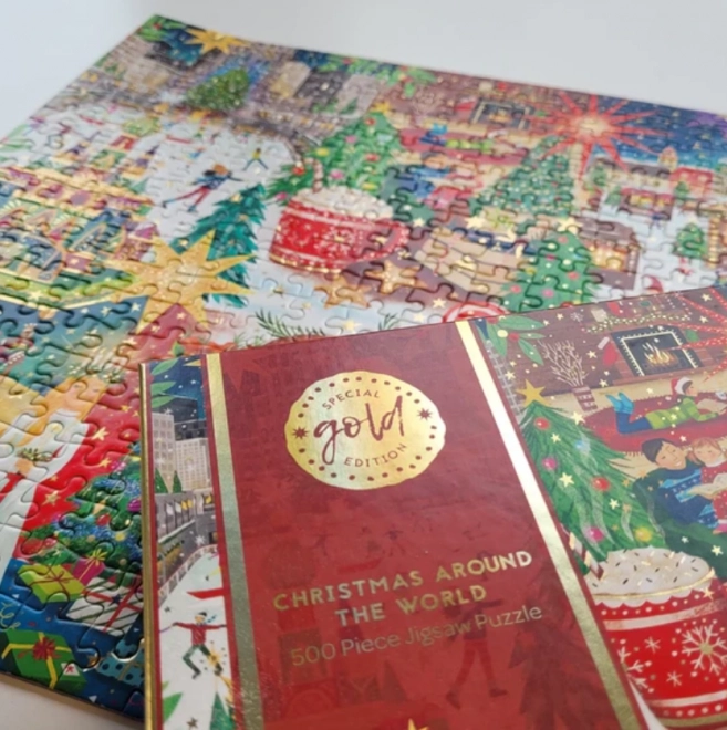 Špeciálna zlatá edícia puzzle GIBSONS: Vianoce po celom svete 500 dielikov