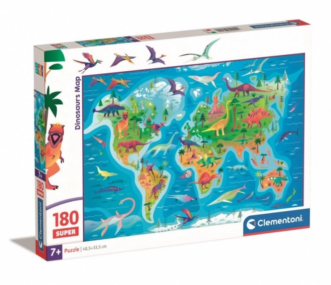 Clementoni Puzzle: Mapa dinosaurov 180 dielikov