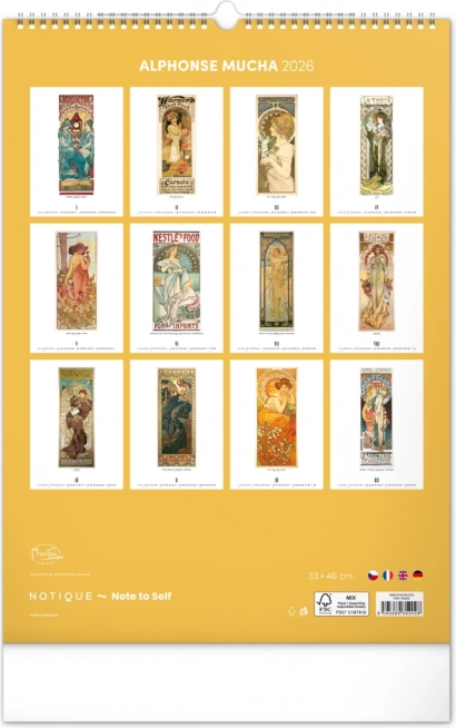 Nástenný kalendár Alfons Mucha 2026
