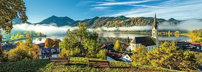 Panoramatické puzzle jazera Schliersee 1000 dielikov