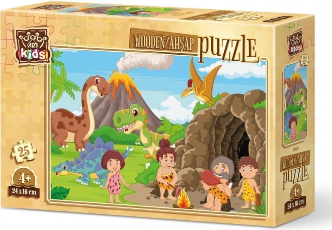 Drevené puzzle rodina z doby kamennej 25 dielikov