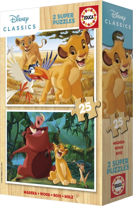 Educa drevené puzzle Lev kráľ 2x25 dielikov