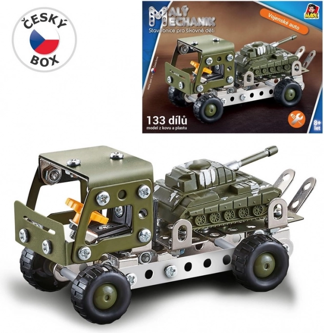 Mechanický vojenský auto - stavebnica pre deti