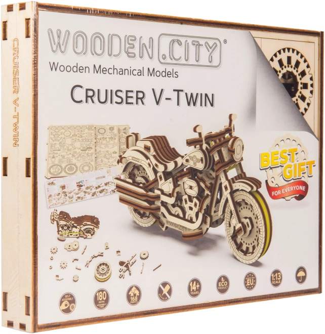 Drevené 3D puzzle motorka Cruiser V-Twin