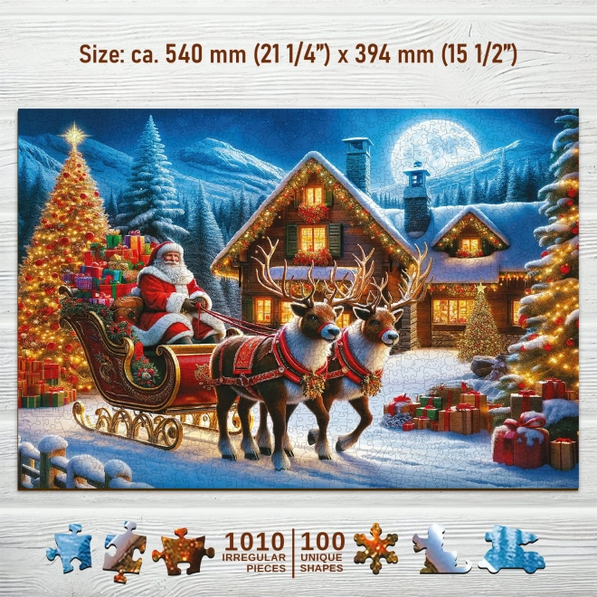 Drevené puzzle Santa Claus prichádza