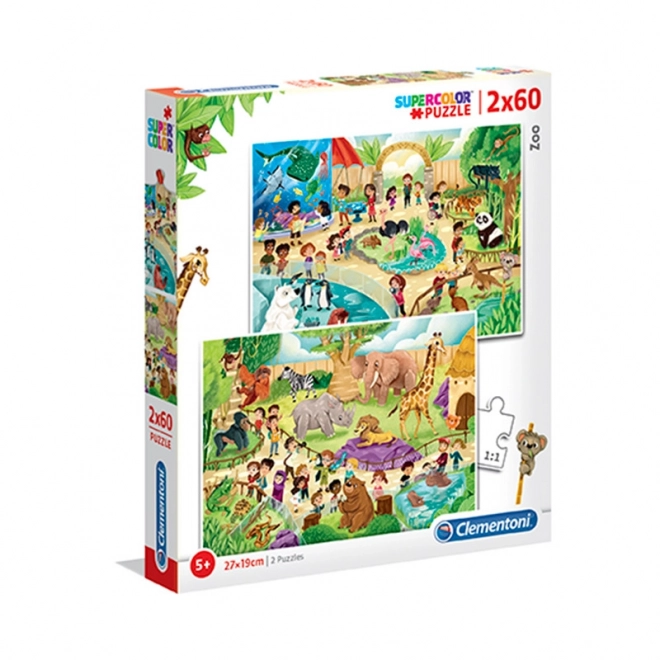 Clementoni Puzzle SuperColor Kolekcia Zoo 2x60 Dielikov