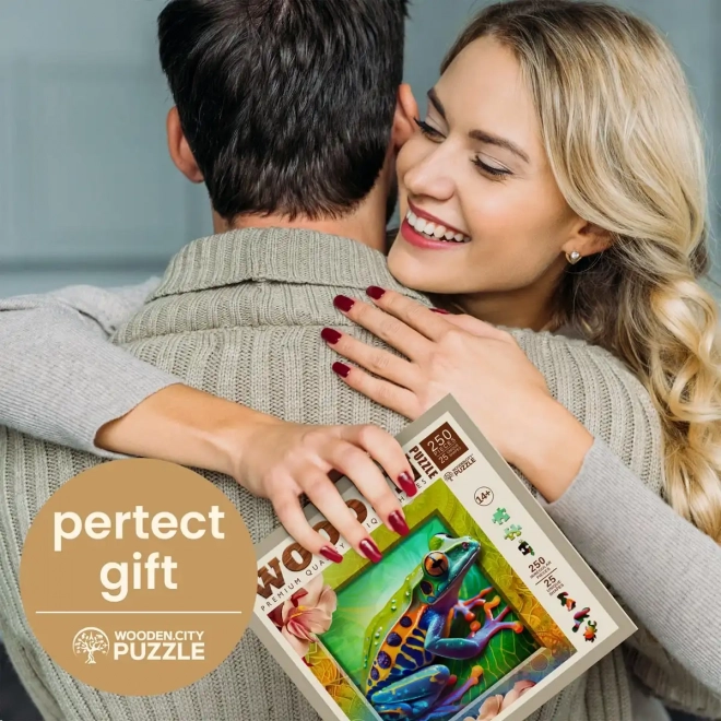 Drevené puzzle Farebná žabka