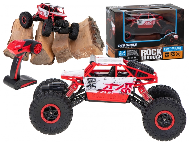 RC Rock Crawler HB z diaľkovým ovládaním 1:18 modrý – Červené