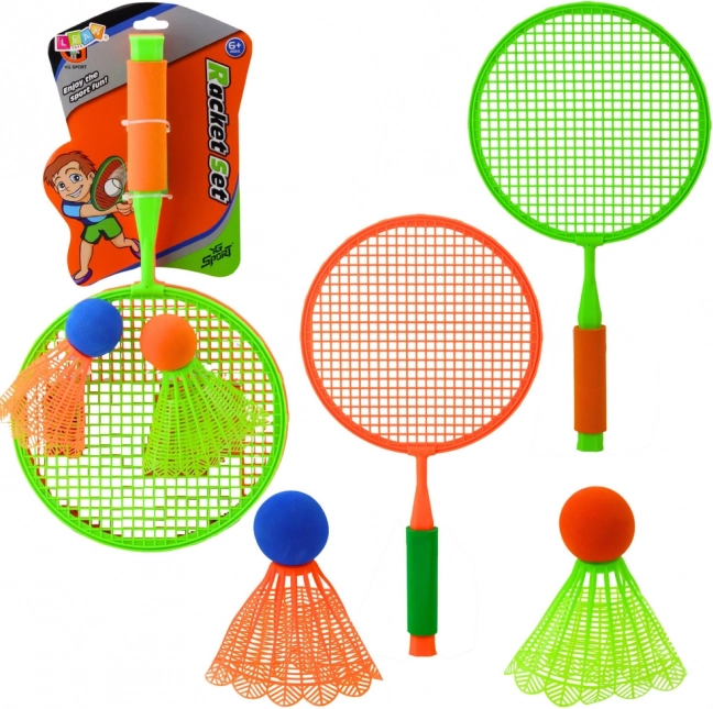 Súprava na bedminton pre deti - 2 rakety a 2 veľké loptičky