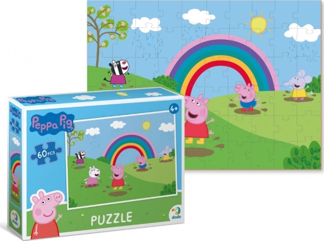 Puzzle Prasiatko Peppa: Dúhové radovánky 60 dielikov