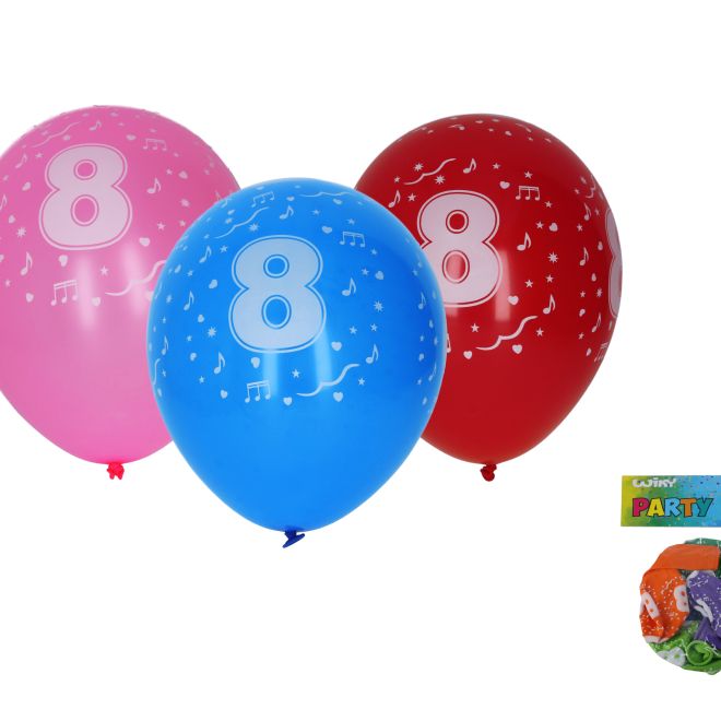 Balóny s číslom 8 30cm - sada 5ks