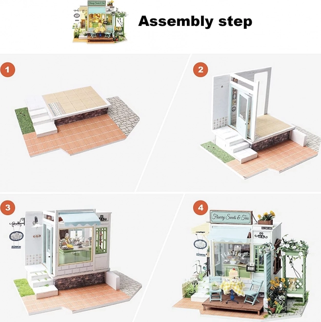 Robotime Rolife DIY domček: Kaviareň Flowery Sweets & Teas s LED osvetlením