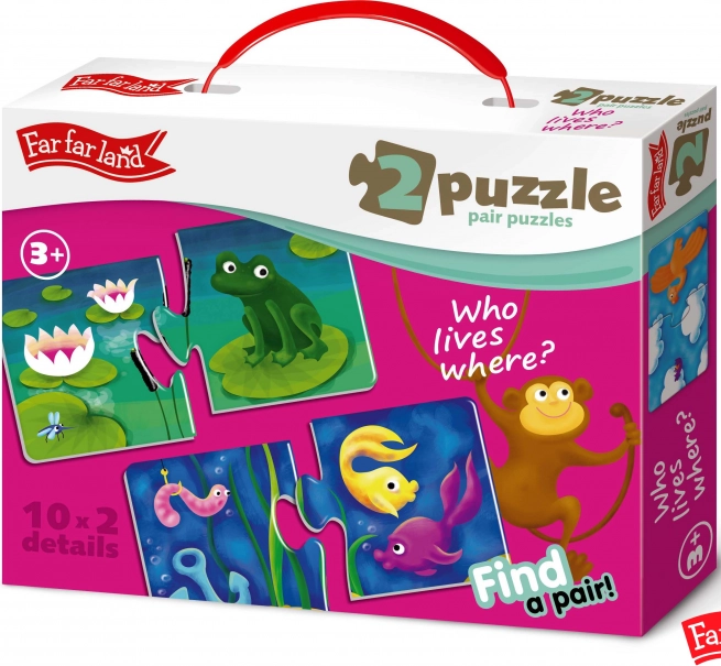 Far Far Land Puzzle párovacie domčeky zvierat