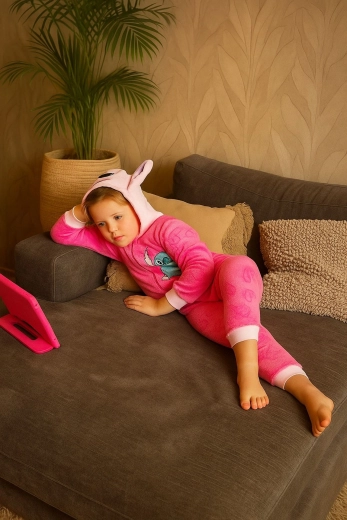 Hr avá kapucňa s 3D uškami a motívom STITCH