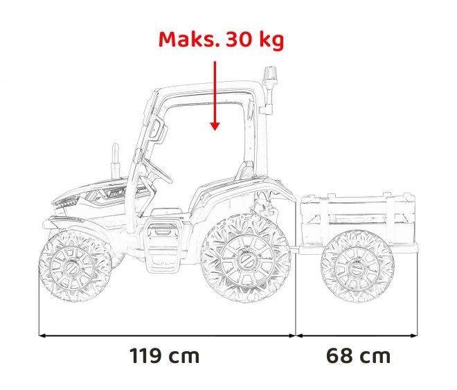 Traktor s prívesom červený