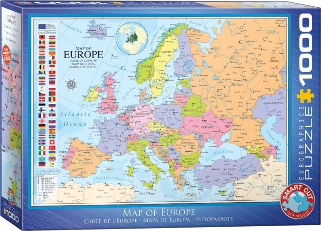 Puzzle Mapa Európy 1000 dielikov