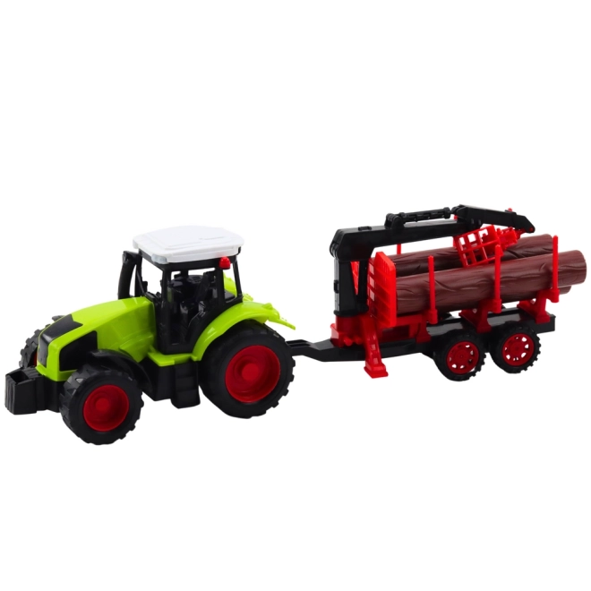 Traktor s prívesom na prevoz dreva