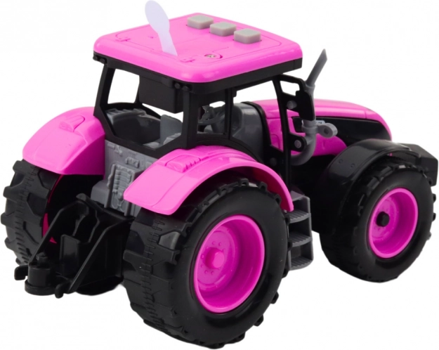 Ružový traktor na batérie so svetlami a zvukmi