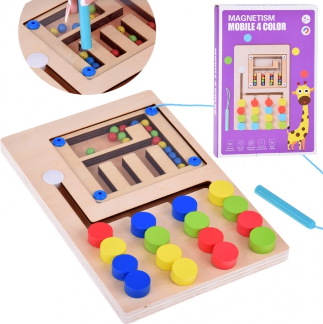 Drevená Magnetická Montessori Hračka s Guľôčkami