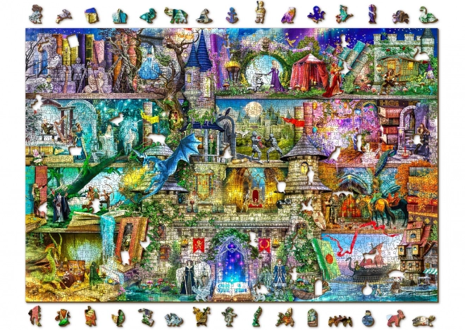 Drevené puzzle Rozprávkové dobrodružstvo 2v1, 2000 dielikov