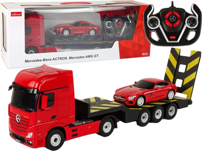 Autíčko R/C Mercedes-Benz s prívesom - červené