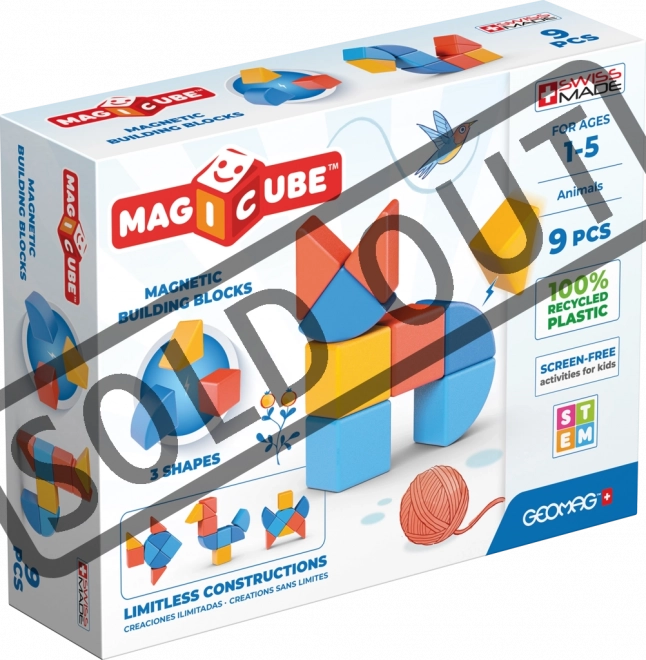 Magnetické kocky Magicube Shapes – zvieratá, 9 dielov