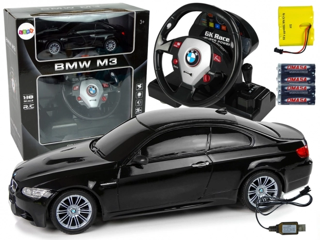Zábavný RC model BMW M3 čierny s diaľkovým ovládačom