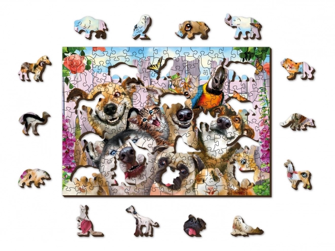 Drevené puzzle Blázniví mazlíčci 2v1