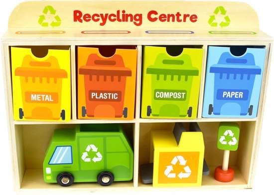 Tooky Toy Drevené Centrum Recyklácie Edukačný Triedič