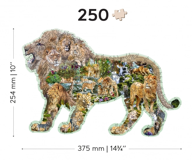 Drevené puzzle Řvoucí lev 250 dielikov EKO