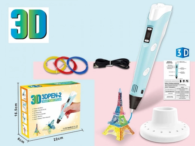 Sada 3D pero s filamentmi a USB napájacím káblom