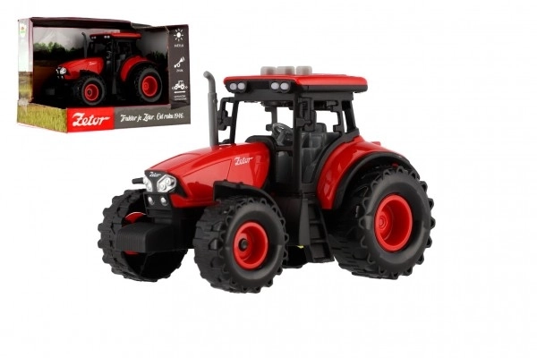 Červený traktor Zetor na zotrvačník so zvukovými a svetelnými efektmi