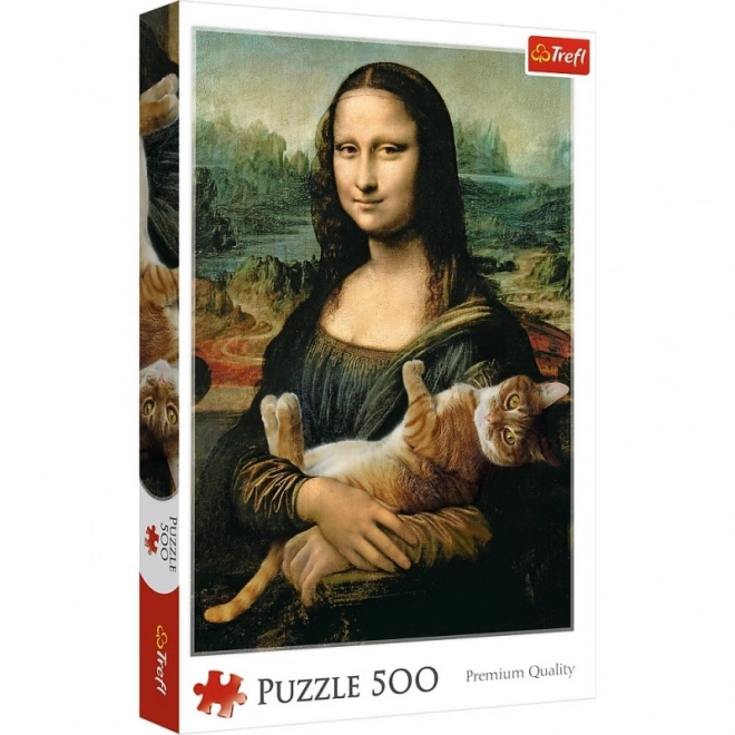 Puzzle Mona Lisa a kocúr Mruczek