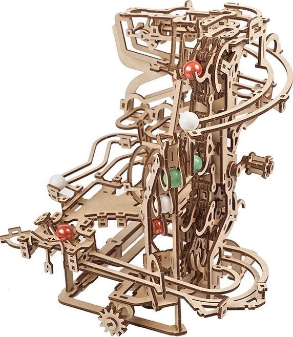 Ugears 3D drevené mechanické puzzle Guľôčková a reťazová dráha