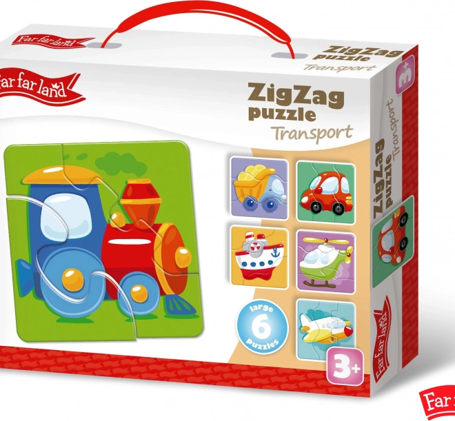 Far Far Land Puzzle ZigZag Dopravný motív so 6 obrázkami