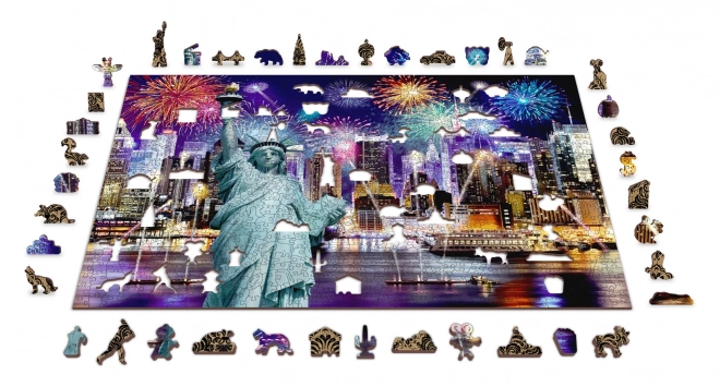 Drevené puzzle Nočná New York 2v1