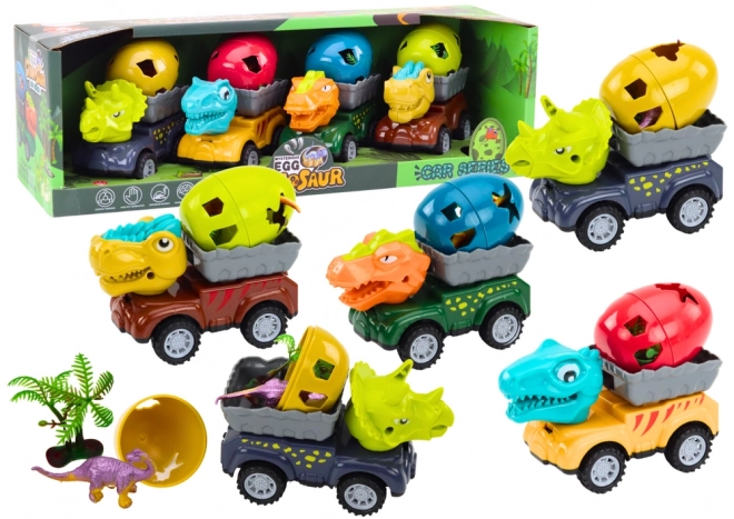 Auto Dino s vajcom a prívesom – set figúrok